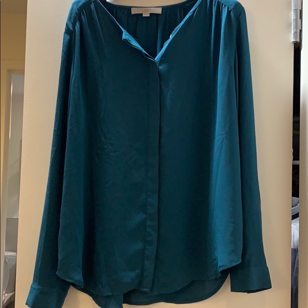Loft green button down